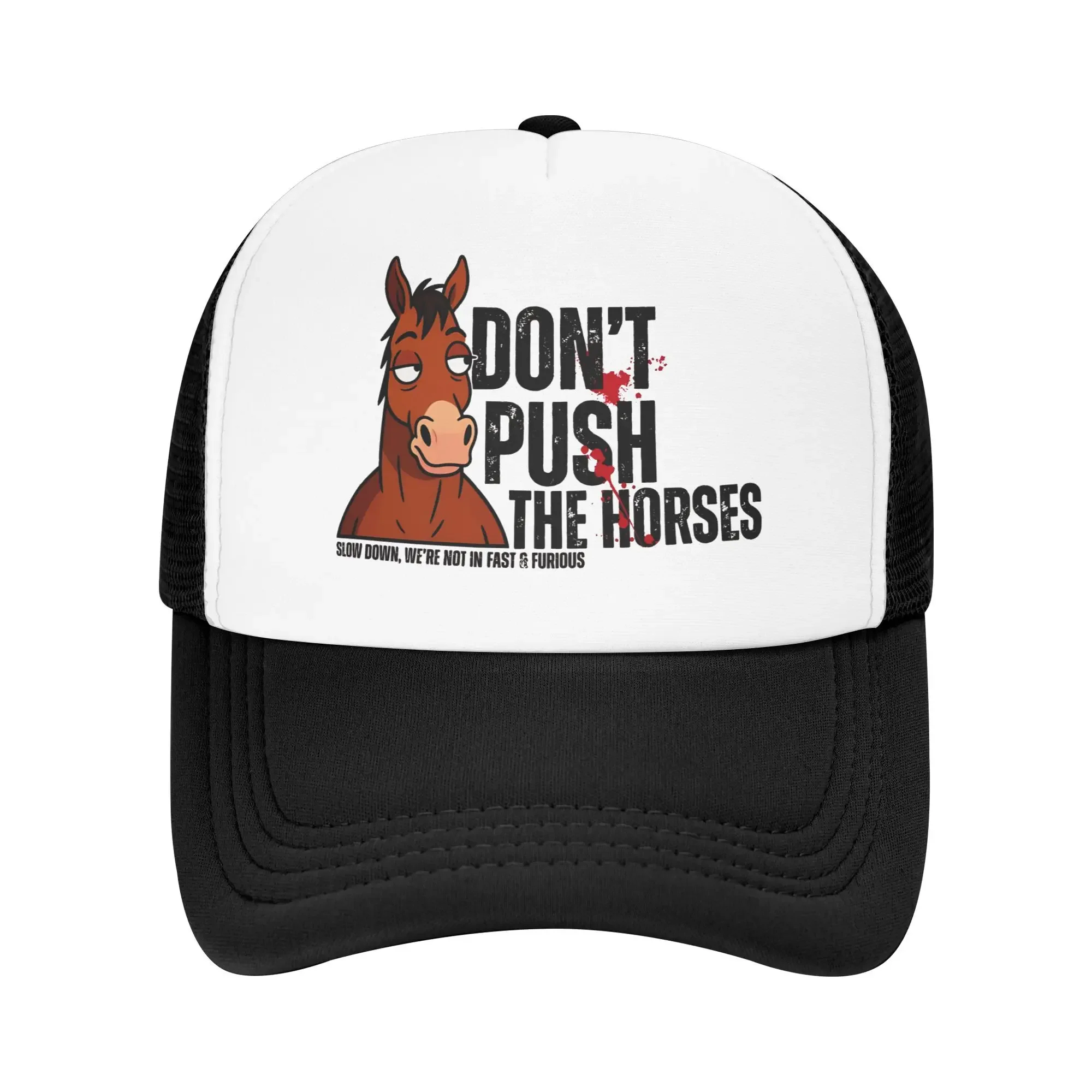 Summer Cooling Don't Push The Horses Funny Meme Quote Mesh Caps Men Women Adjustable Foam Trucker Hats For Casual Wear