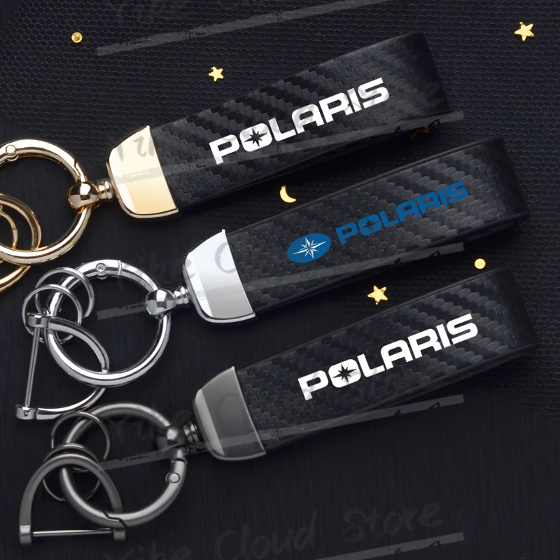 Ultra hd impresso para polaris general ranger ace rzr pro xp esporte logotipo de fibra carbono texturizado couro chaveiro da motocicleta