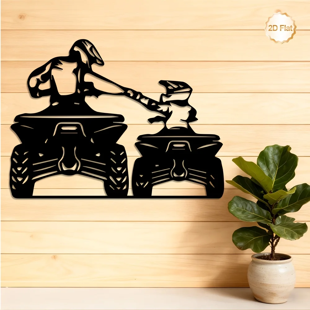 CIFBUY Metal Wall Art 2D Flat Parent Kid ATV Sculpture Iron Indoor Outdoor Home Garage Man Cave Bedroom Living Room Decor