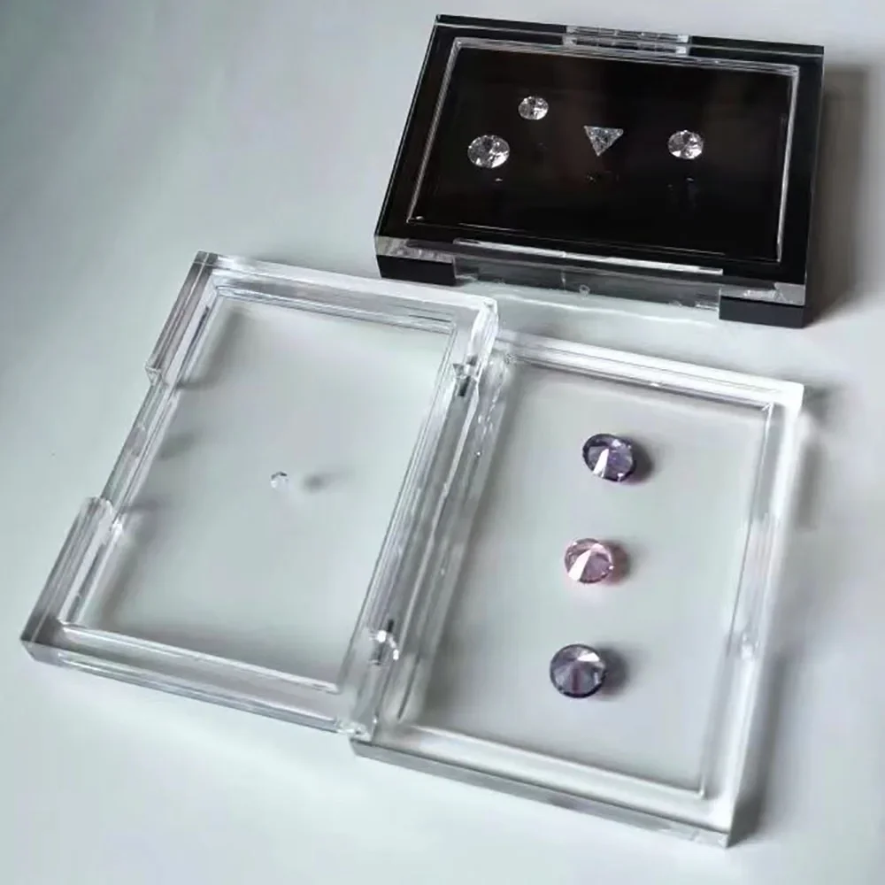 

Clear Gems Jewelry Display Box Diamond Organizer Holder Stone Zircon Packaging Showcase Sticky Rhinestone Gemstone Modeling Tray