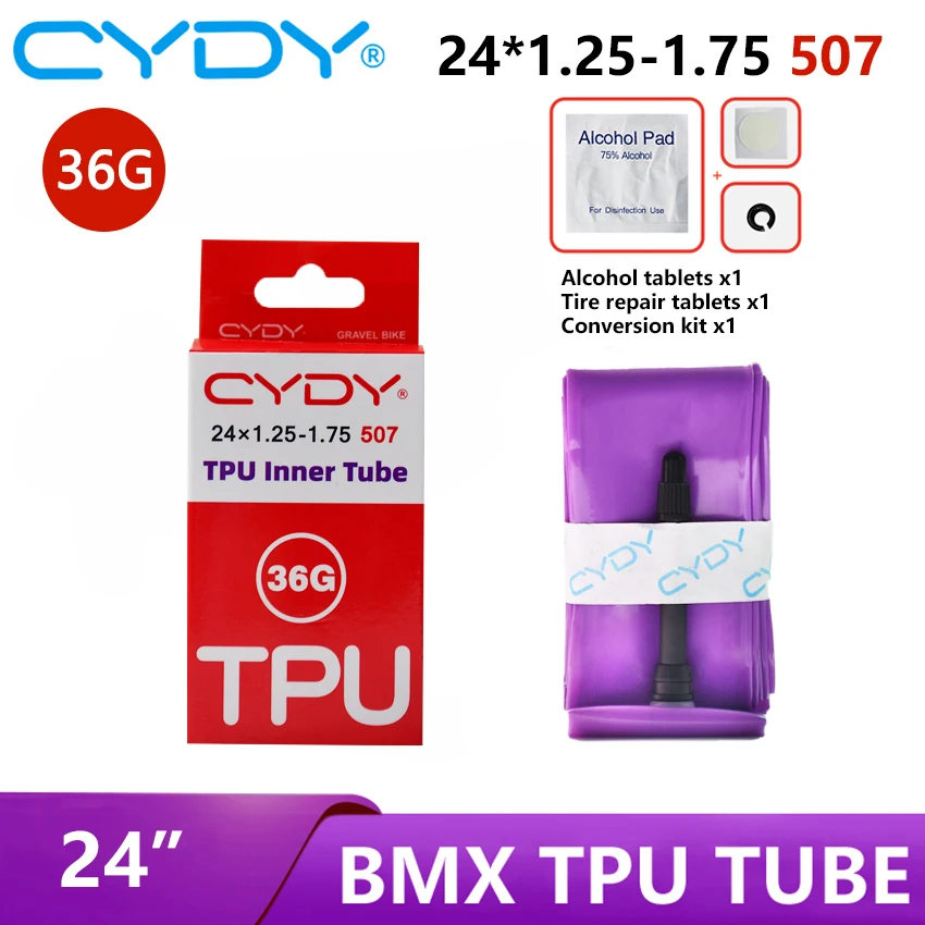 Cydy bicicleta tpu tubo interno 24 "507 24x1.25 1.35 1.4 1.5 1.6 1.75 Polegada válvula 45mm câmera de pneu bmx viagem pneu de bicicleta penu 36g