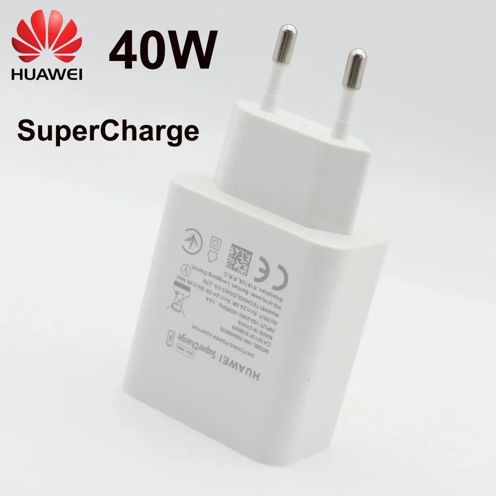 Original HUAWEI Fast Charger 40W 22.5W EU US Supercharge Type C Cable For HUAWEI P30 P40 P20 Pro lite Mate 9 10 Pro Mate 20 V20