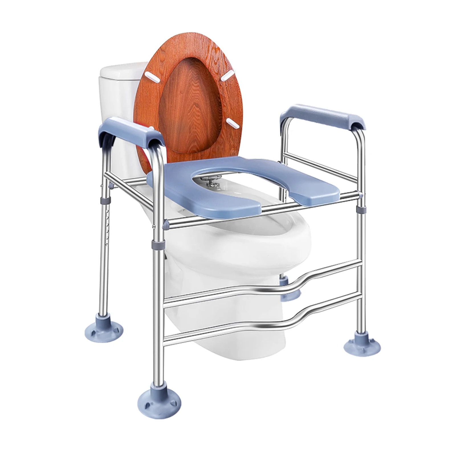 Raised Toilet Seat with Handles Toilet Seat Riser for Seniors Pregnant Handicap with Adjustable Height with Bottom Suction Cups