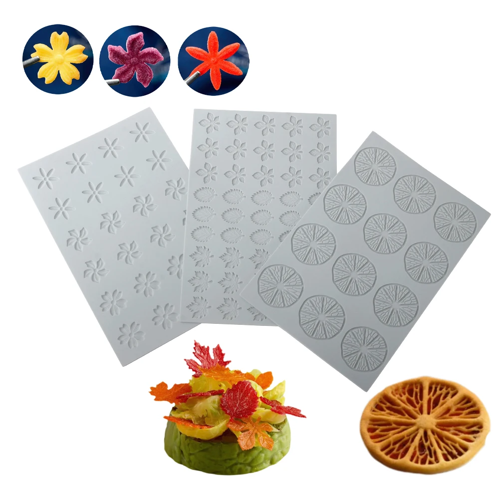 

Lemon Slice Flower or Leaf Design Chocolate Chips Silicone Mold Lace Mat Kitchen Sugar Craft Silicone Pad Dessert Decoration