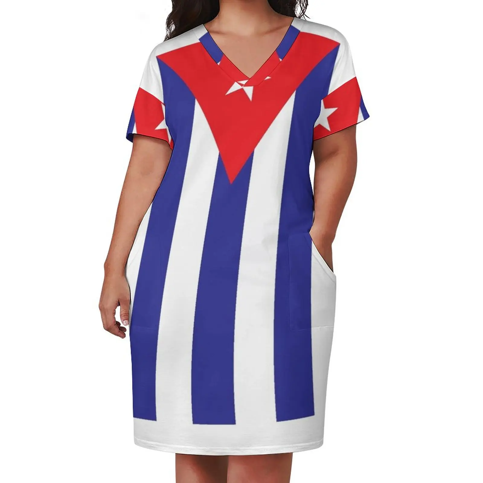 Cuban Flag Loose Pocket Dress birthday dress for women evening dress ladies sexy elegant women