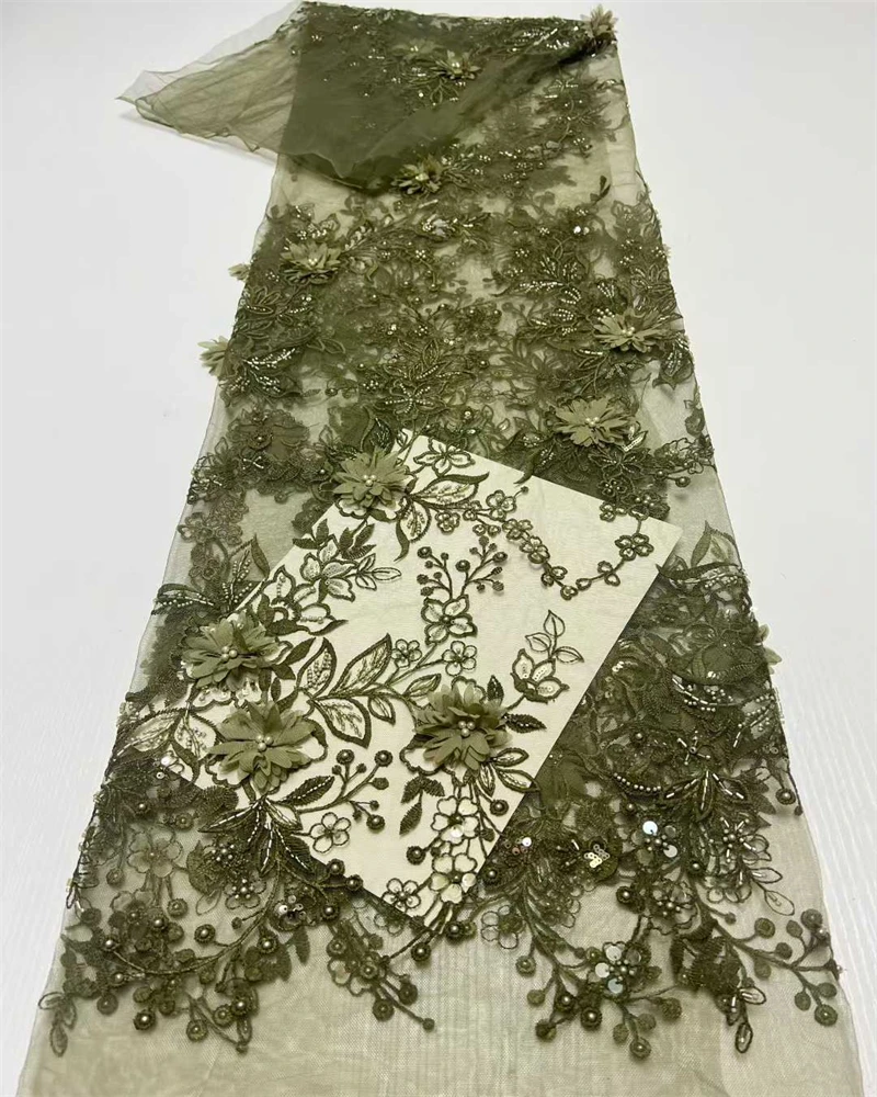 High-End Luxury Lace Fabric with Sequin, French Embroidery, Beads Groom, African, Nigerian Fashion, Evening Dress