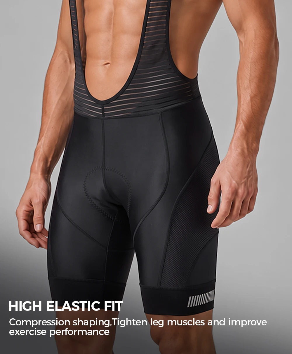 ZRSE Herren-Radhose mit Trägern, 5H-Polsterung, reflektierenden Streifen, hochelastisch, atmungsaktiver Netzstoff am Rücken, feuchtigkeitsableitend, mit Tasche, für Straßen- und Mountainbike. – Detail 10