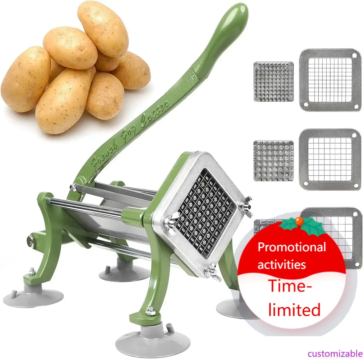 

Коммерческая машина для нарезки картофеля фри с присосками, полный комплект, включает насадки 1/4, 3/8, 1/2 дюйма