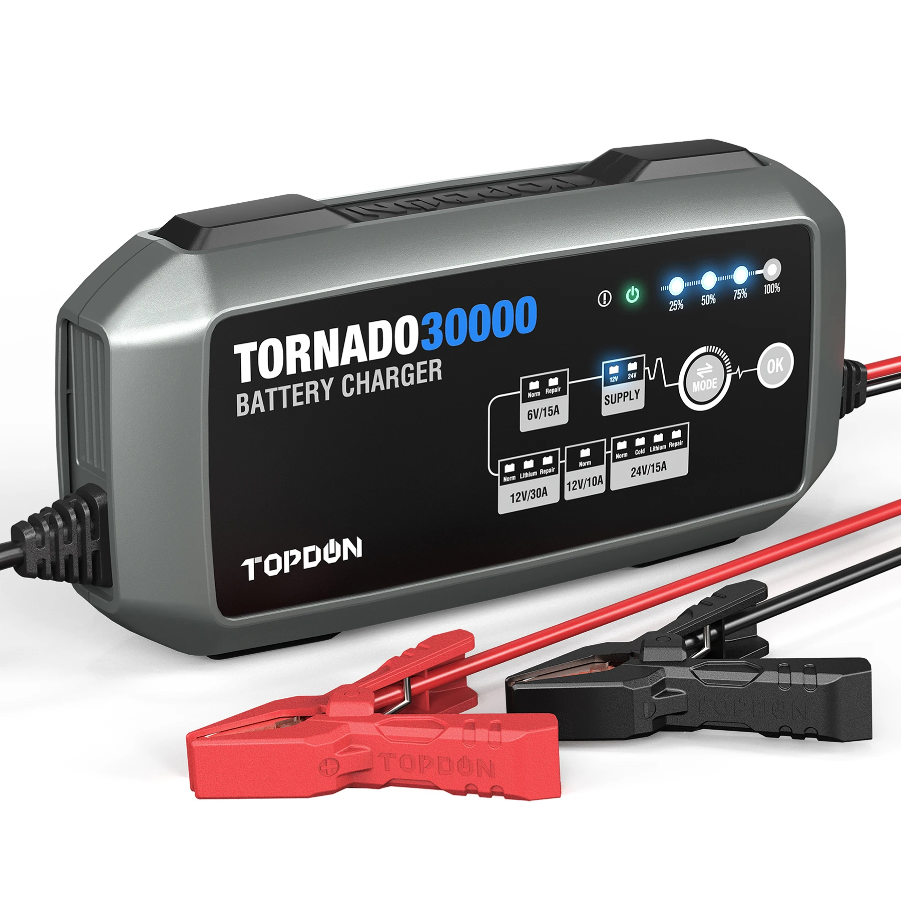 

Tornado30000 T30A 6V 12V 24Volt 30A 15A 10A Intelligent Charger Lead Acid Lithium Batterie Auto Truck Car Battery Charger