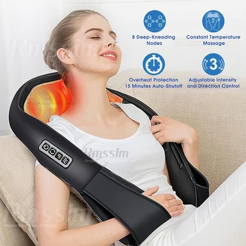 Shiatsu neck and shoulder massager heated back massage U shape deep kneading electric neck waist leg body massage pillow
