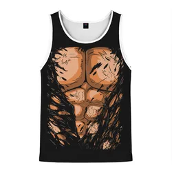 Summer Gym Tough Guy Style Muscles Tank Tops 3D Print Men/Women Fashion Sport Sleeveless Top Oversized Outdoor Man Clothing Vest
