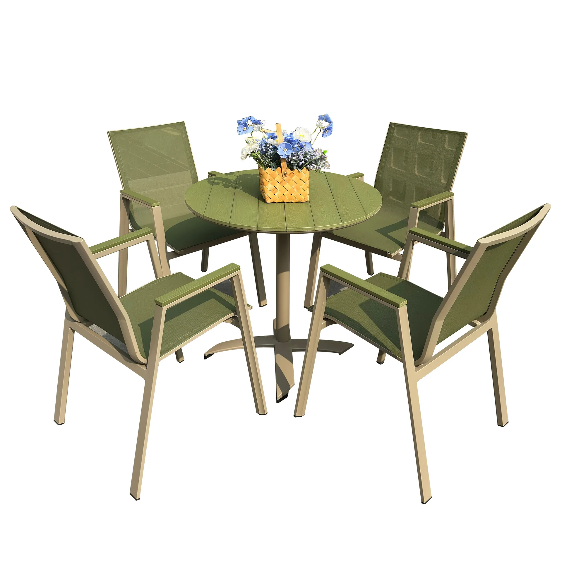 Outdoor folding plastic wood tables and chairs villa courtyard outdoor cafe commercial external table combination