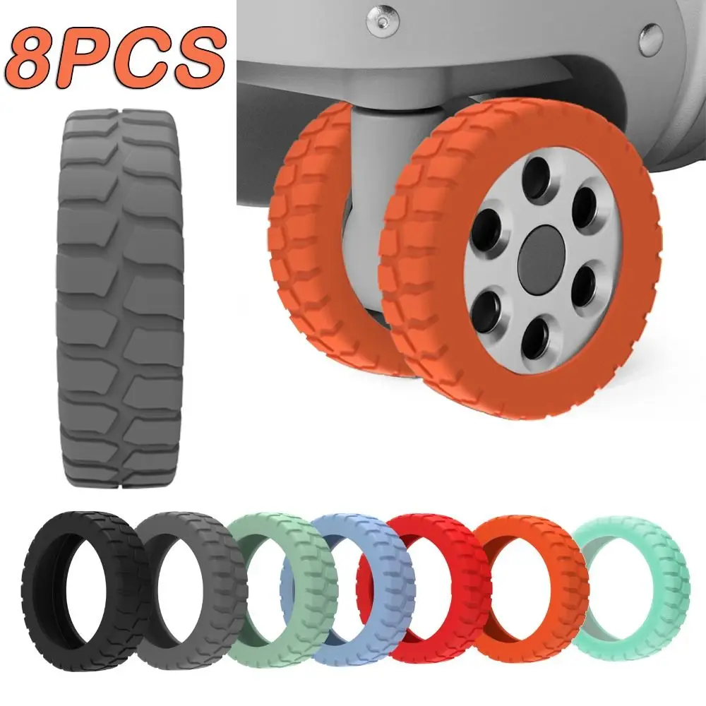 8PCS Silicone Luggage Wheels Protector with Silent Sound Thicken Texture Trolley Box Casters Cover Reduce Noise