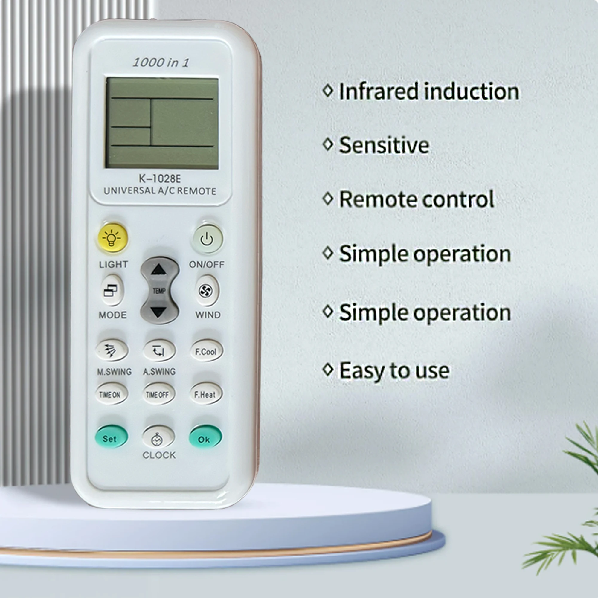 K-1028E Universal Air Conditioner A/C Remote Control,Fit for Haier, Geli,Hitachi, Panasonic, LG, Sharp, Gree, Midea, Bosch, Tosh