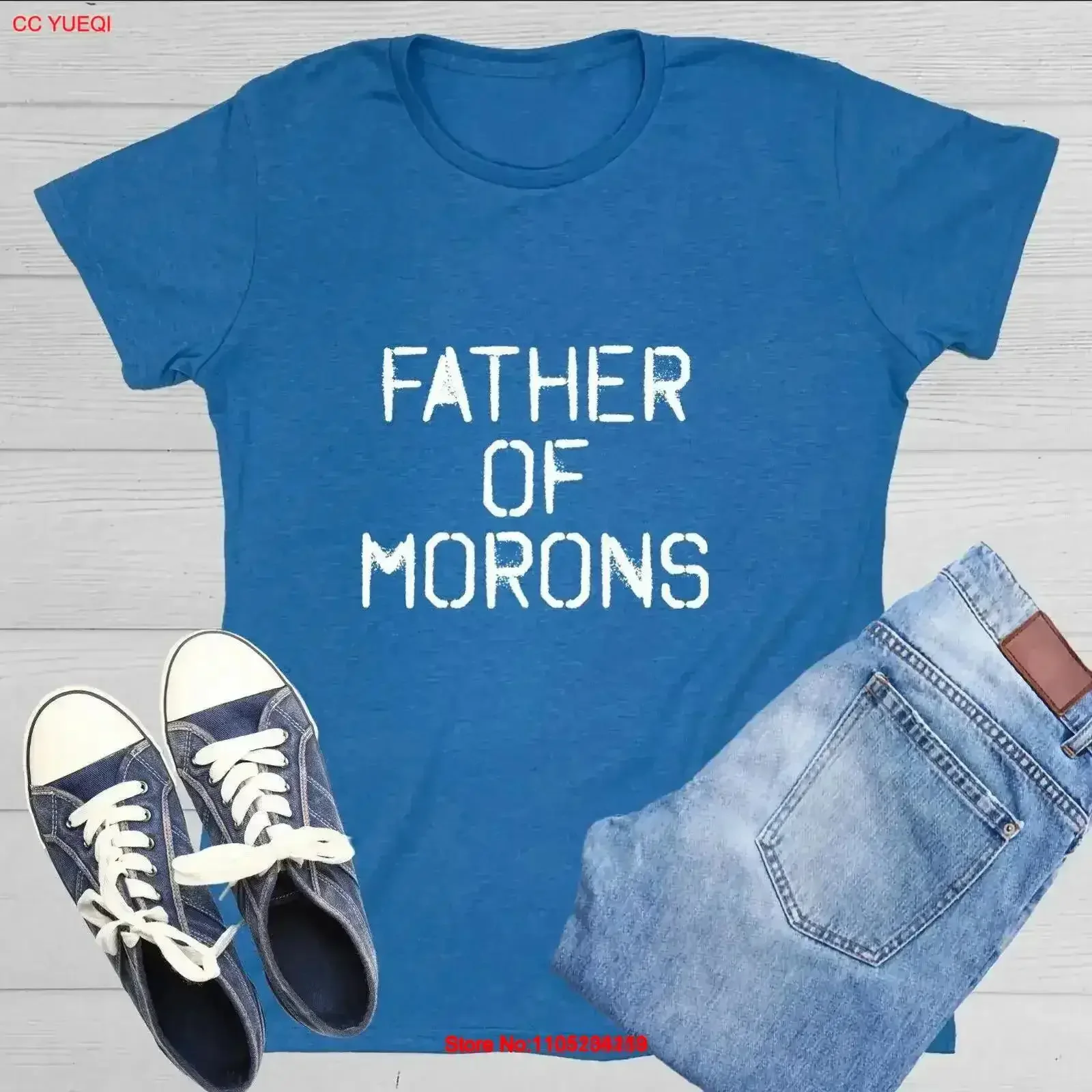 Father of Morons Sarcastic Novelty s Funny Womens T Shirt vintage Washed Slightly Top For Everyday Wear Stretched Versatile