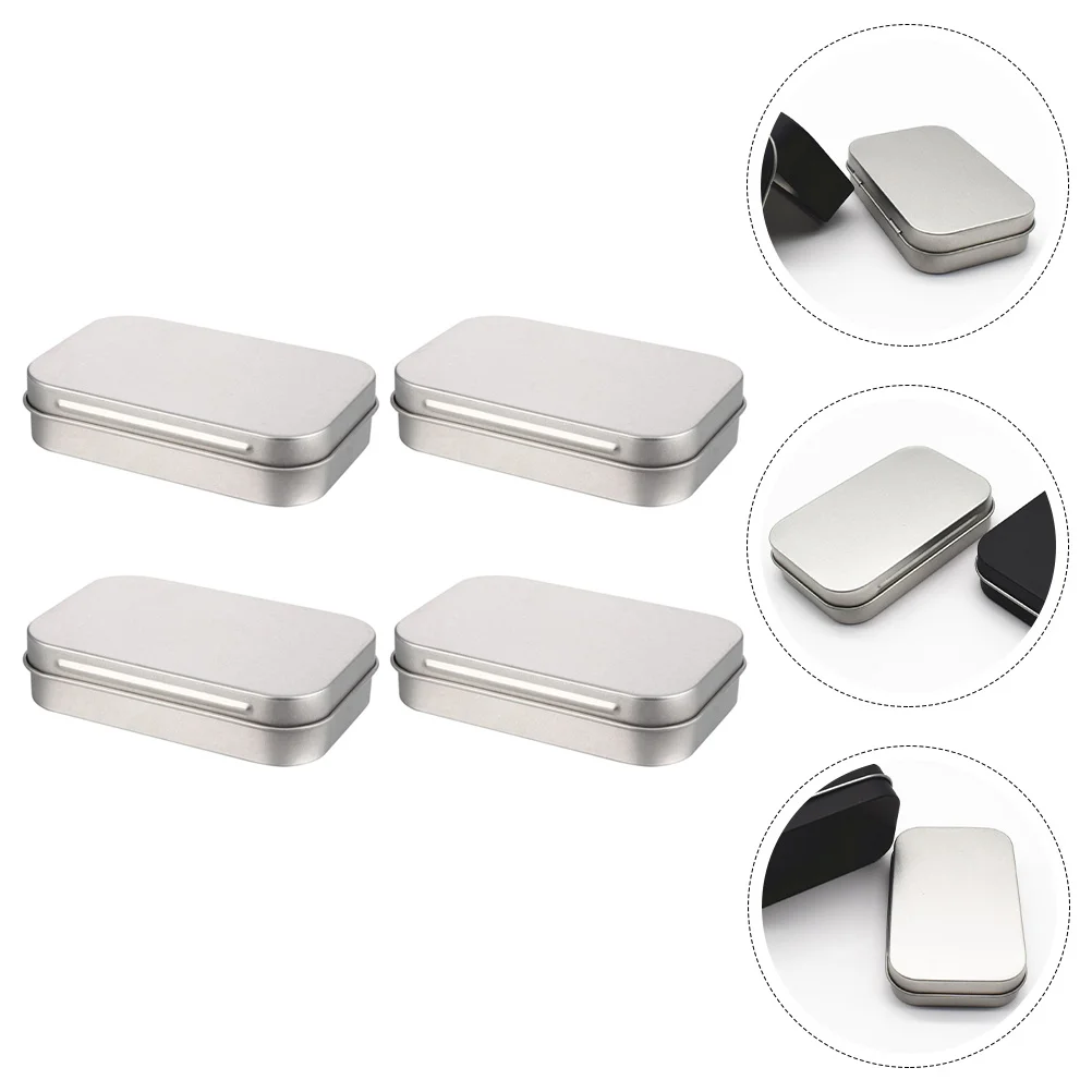 

4 Pcs Tinplate Storage Box Case Flip-Type Boxes Organizer Suitcase Material Accessories Candy Outdoor Carrier