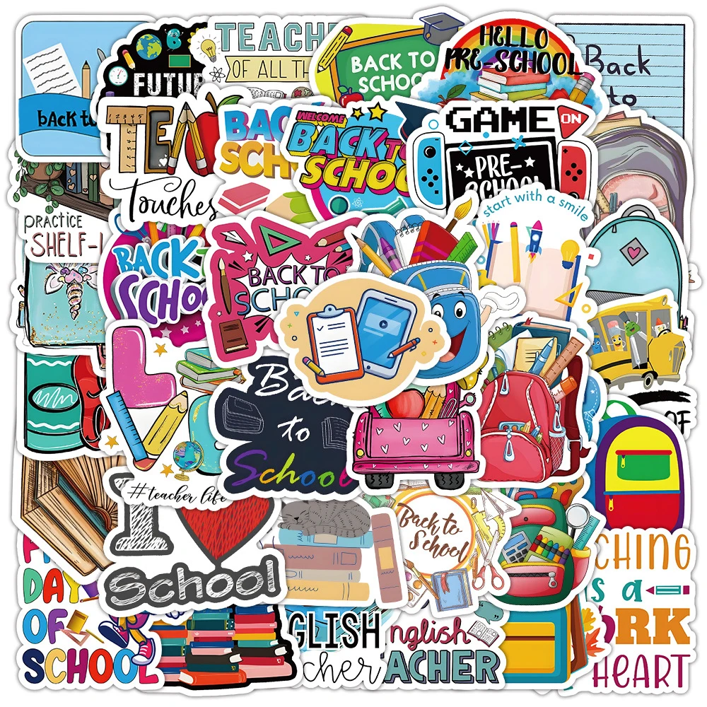 10/30/50/100pcs Cartoon School Supplies Stickers Opening Season Stationery Book Graffiti Sticker Bag Phone Laptop Decals for Kid