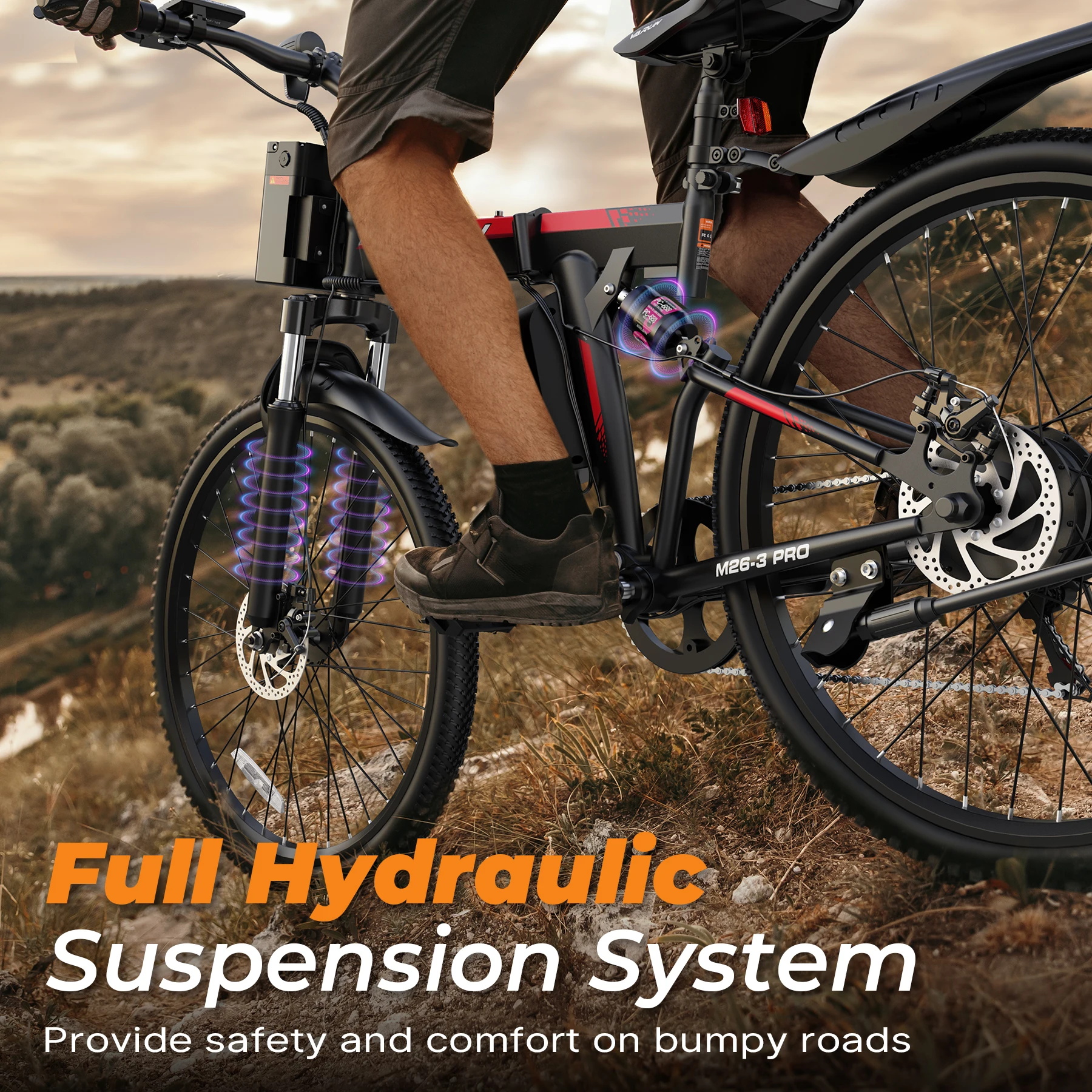 دراجة كهربائية Varun M26-3 Pro للبالغين، طاقة ذروة 750 وات، بطارية 48 فولت 7.8 أمبير في الساعة، إطار 26 بوصة، 20 ميجا في الساعة، دراجة إلكترونية UL 2849، ضمان لمدة سنة واحدة #4