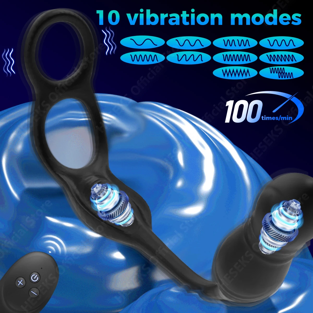 HESEKS Telescopic Anal Vibrator Male Prostate Massager With Delay Ejaculation Penis Ring Thrusting Butt plug Sex Toys for Men