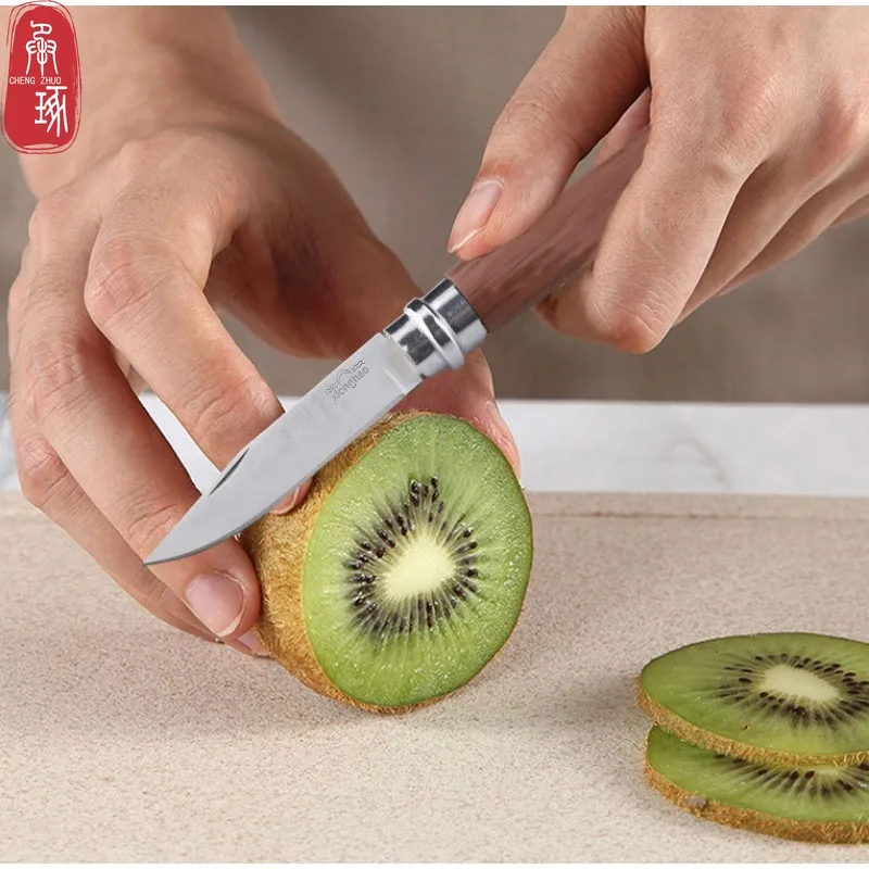 Stainless Steel Folding Fruit Knife Conveniently Pocket Knife Wooden Handle Kitchen Supplies Perfect for Fruit Vegetables Knives