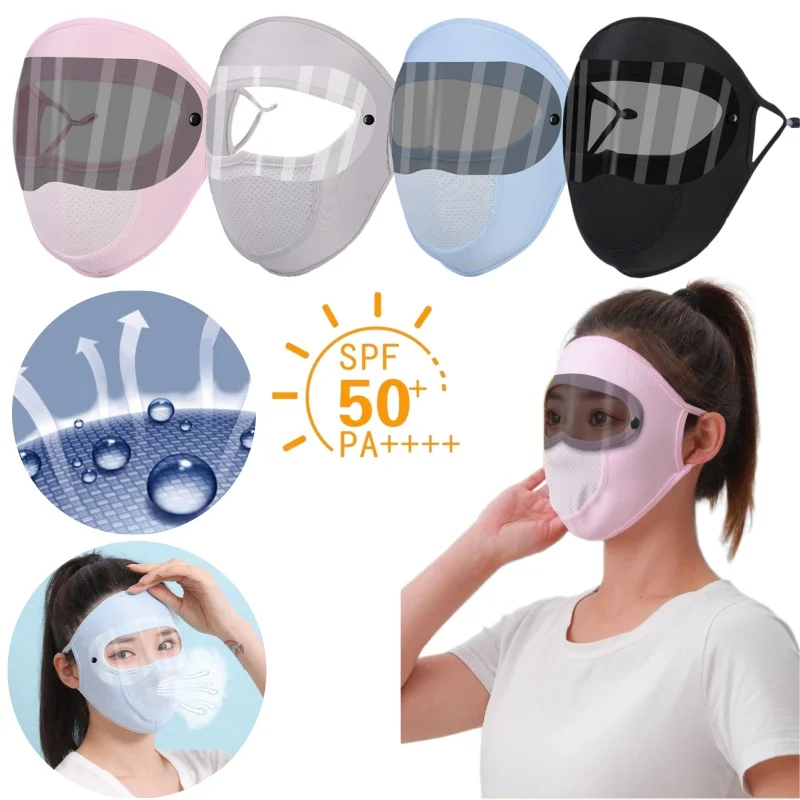 

Летняя дышащая маска из ледяного шелка для защиты от солнца, женская маска для лица и шеи с креплением на уши, для занятий спортом на открытом воздухе