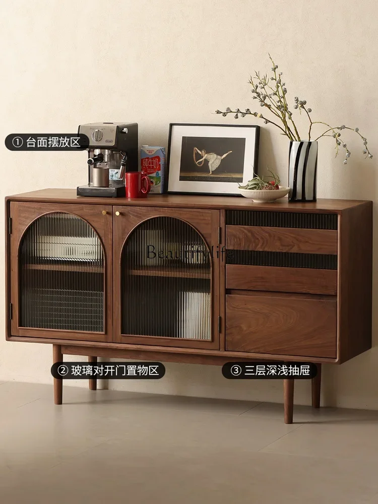 

yj7 North American black walnut dining side cabinet modern simple multi-functional solid wood storage locker