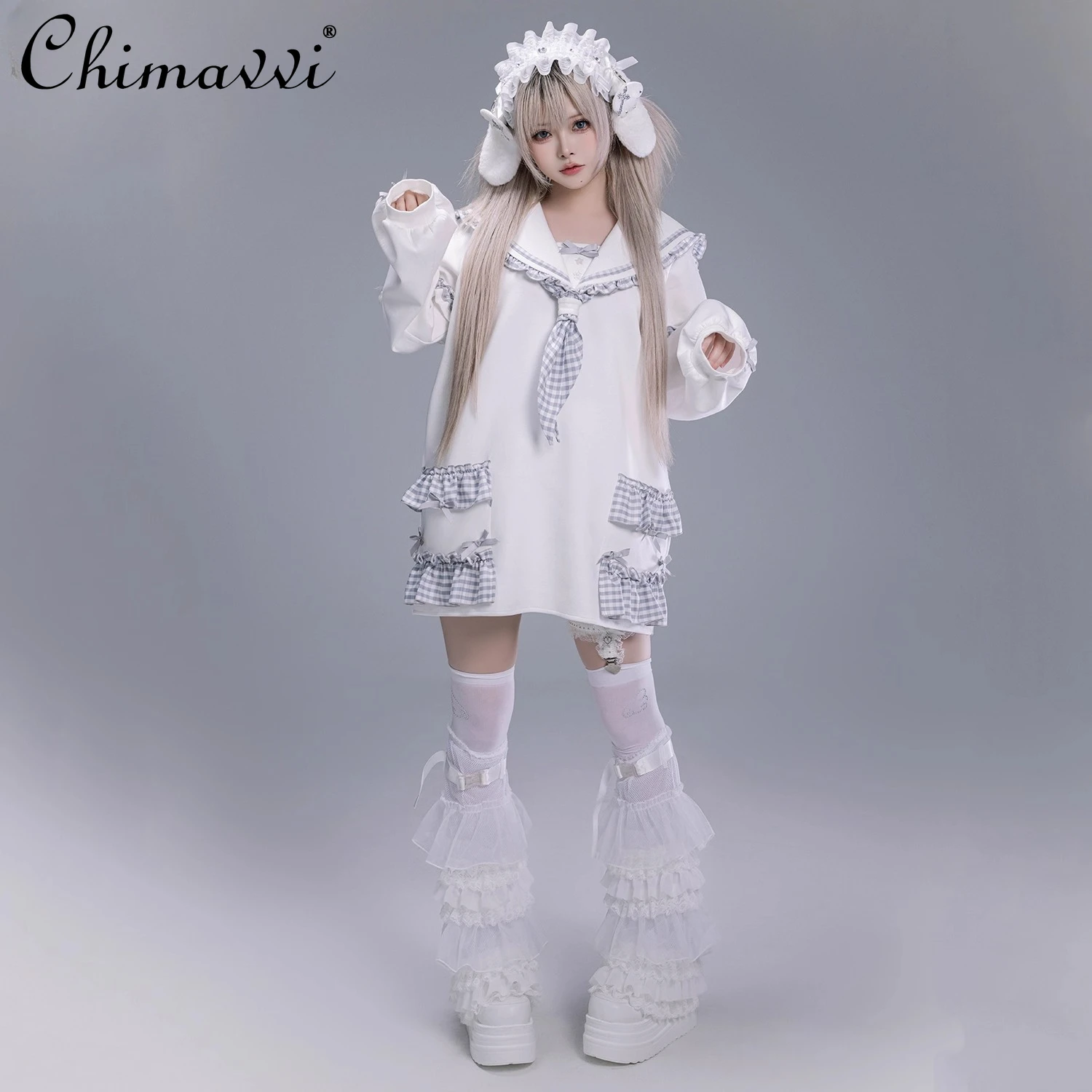 일본 스타일 귀여운 리본 스웨트셔츠 2025 가을 신상 로리타 긴팔 루즈핏 카와이 Y2K 풀오버 여성 상의