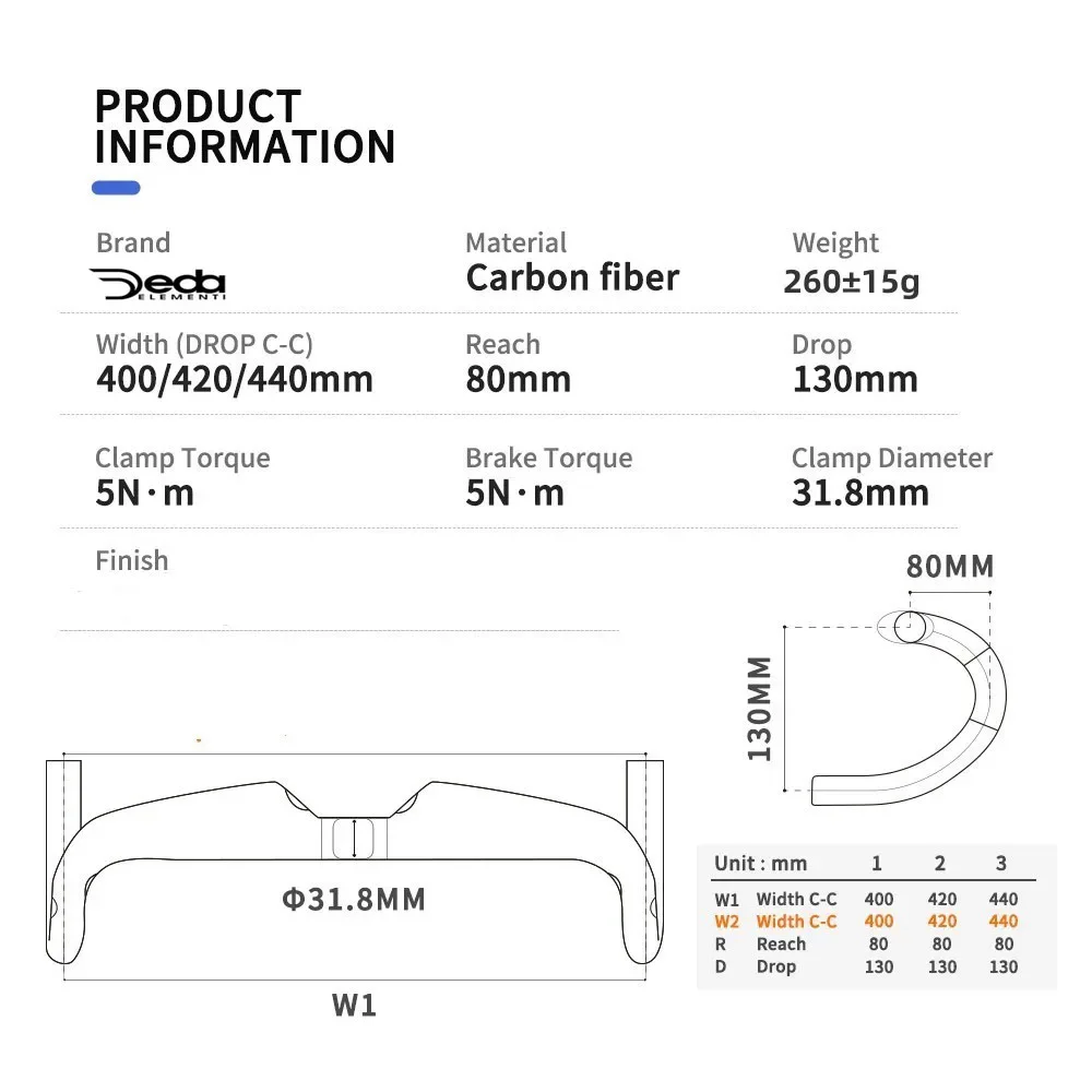 Deda Bike Carbon Road Handlebar 400/420/440mm 3K Internal Routing Road Bicycle Handle Bar Bicycle Parts road bike frame parts