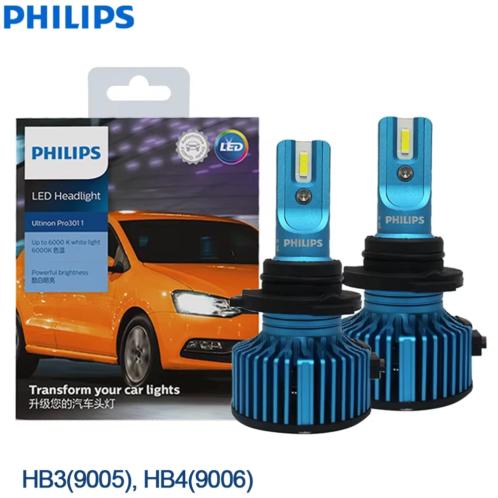 

Philips Ultinon Pro3011 LED HB3 9005 HB4 9006 Автомобильный головной фонарь 12/24 В 6000 К P20d P22d 40 Вт Яркий белый дальний ближний свет 11005U3011X2