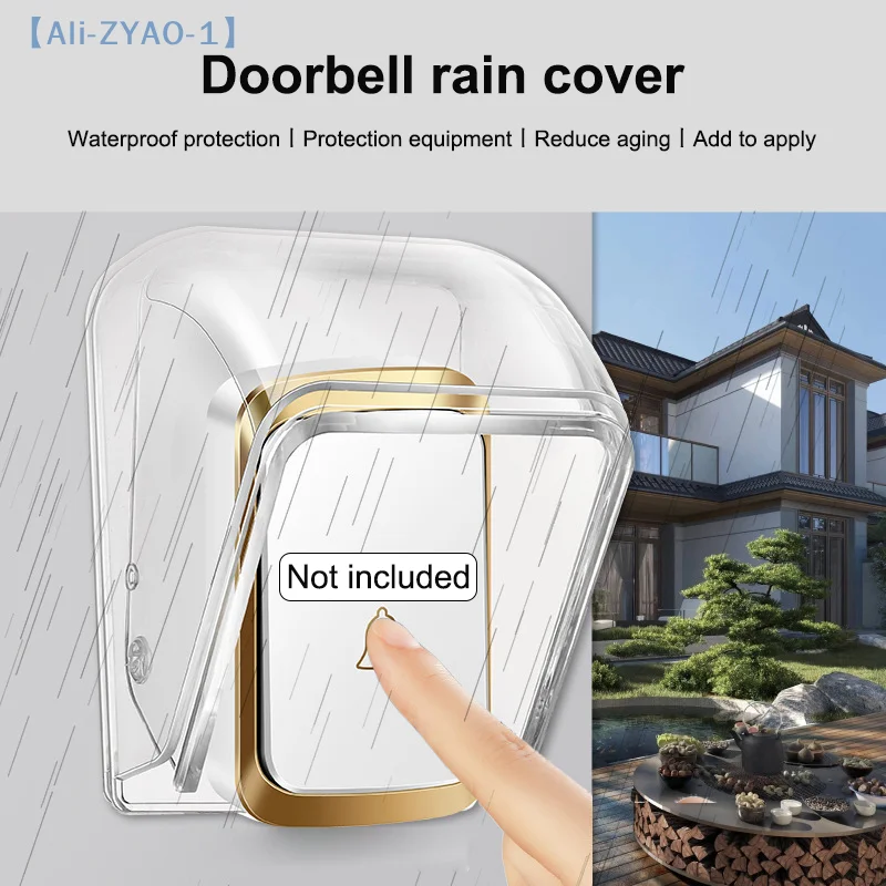 【ZYAO-1】قطعة واحدة من صندوق جرس الباب اللاسلكي المقاوم للمطر في الهواء الطلق صندوق جرس الباب الشفاف غطاء المطر لجرس الباب DIY الملحقات