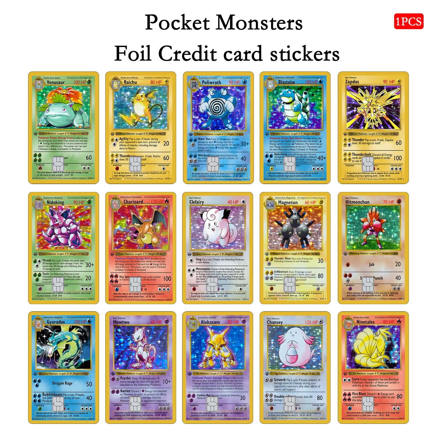 

Pocket Monsters foil Credit Card Skin Stickers PTCG Charizard Mewtwo for VISA Bank Card Trending Card Covers Decal Accessories