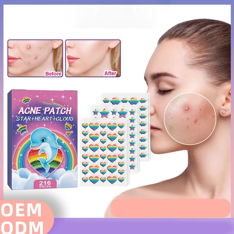 216 Pcs Acne Pimple Patch Sticker Colorful Pimple Patch Spot Patch Blemish Patch Professional Healing Absorbing Spot Sticker