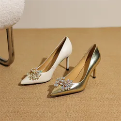 2025 Spring/summer Pointed Toe Genuine Leather Shoes for Women Fashion High Heels Women Pumps Stiletto Handmade Women's Shoes