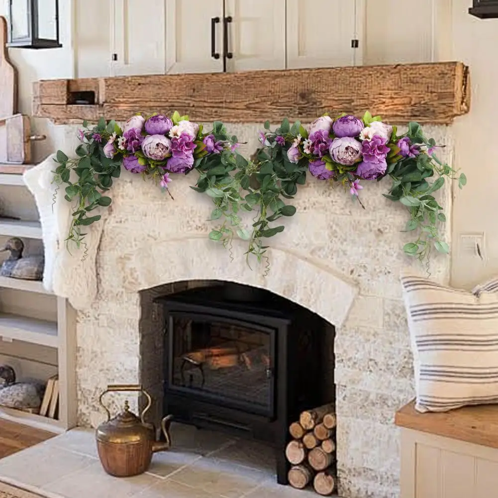 

Fake Silk Flower Elegant Artificial Peony Flower Swag for Wedding Party Decor Green Leaves Floral Arch Welcome Sign Decorative