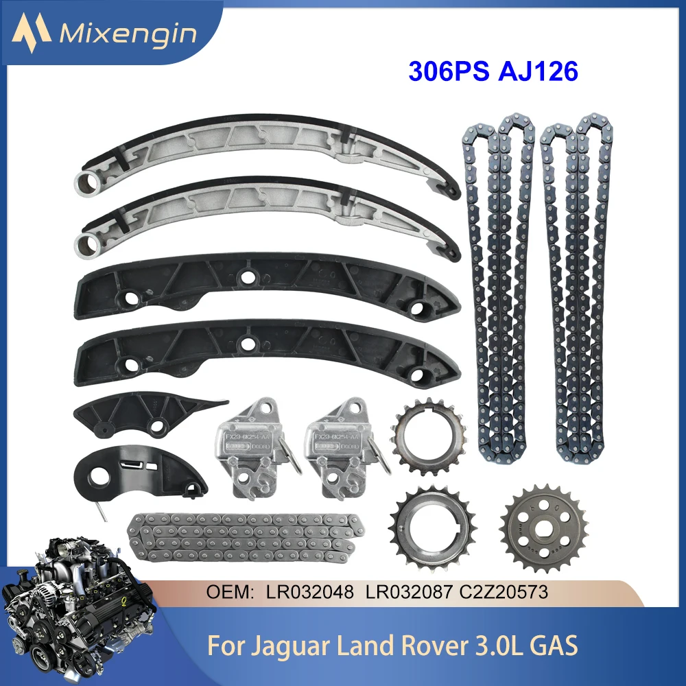 

Engine Parts Timing Chain Kit Fit 306PS AJ126 3.0 L V6 GAS For Jaguar F-Pace F-type XE XJ XF Land Rover Discovery 3.0L 2012-2021