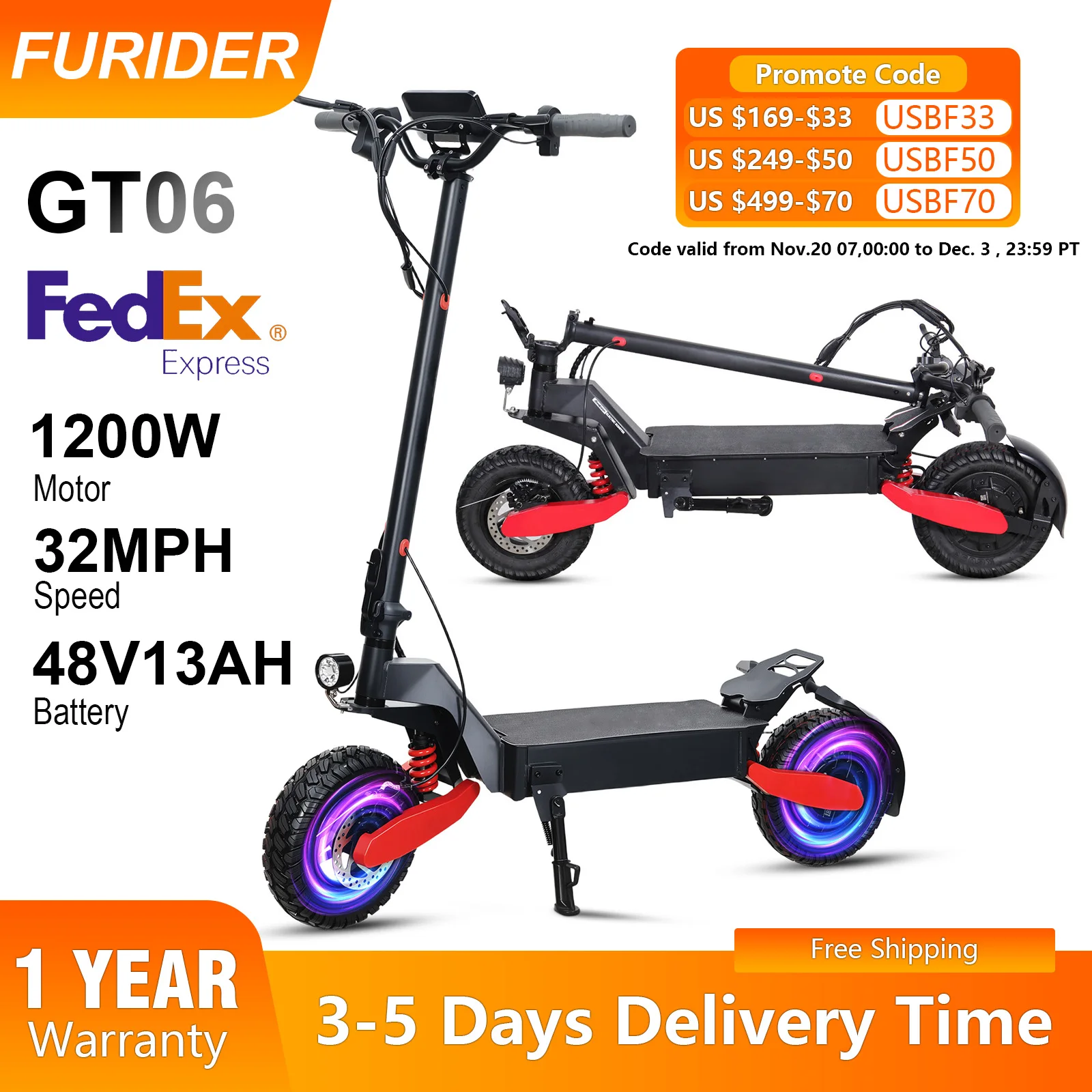 

1200W Foldable Adult Electric Scooter 11'' Off-road Tires, 330LBS 31MPH Dual Disc Brakes and Shock Absorbers Commuting Escooter