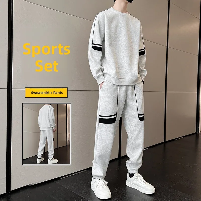 

Модный комплект спортивной одежды Color Blo для мужчин, свободный крой, толстовка и брюки, комплект из двух предметов, повседневная спортивная одежда на весну и осень