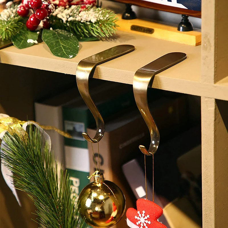 Christmas Sock Hook Fireplace Hanger Metal Clips Xmas Stocking Holder Racks Jewelry Clasp Party Tree Hanging Hooks