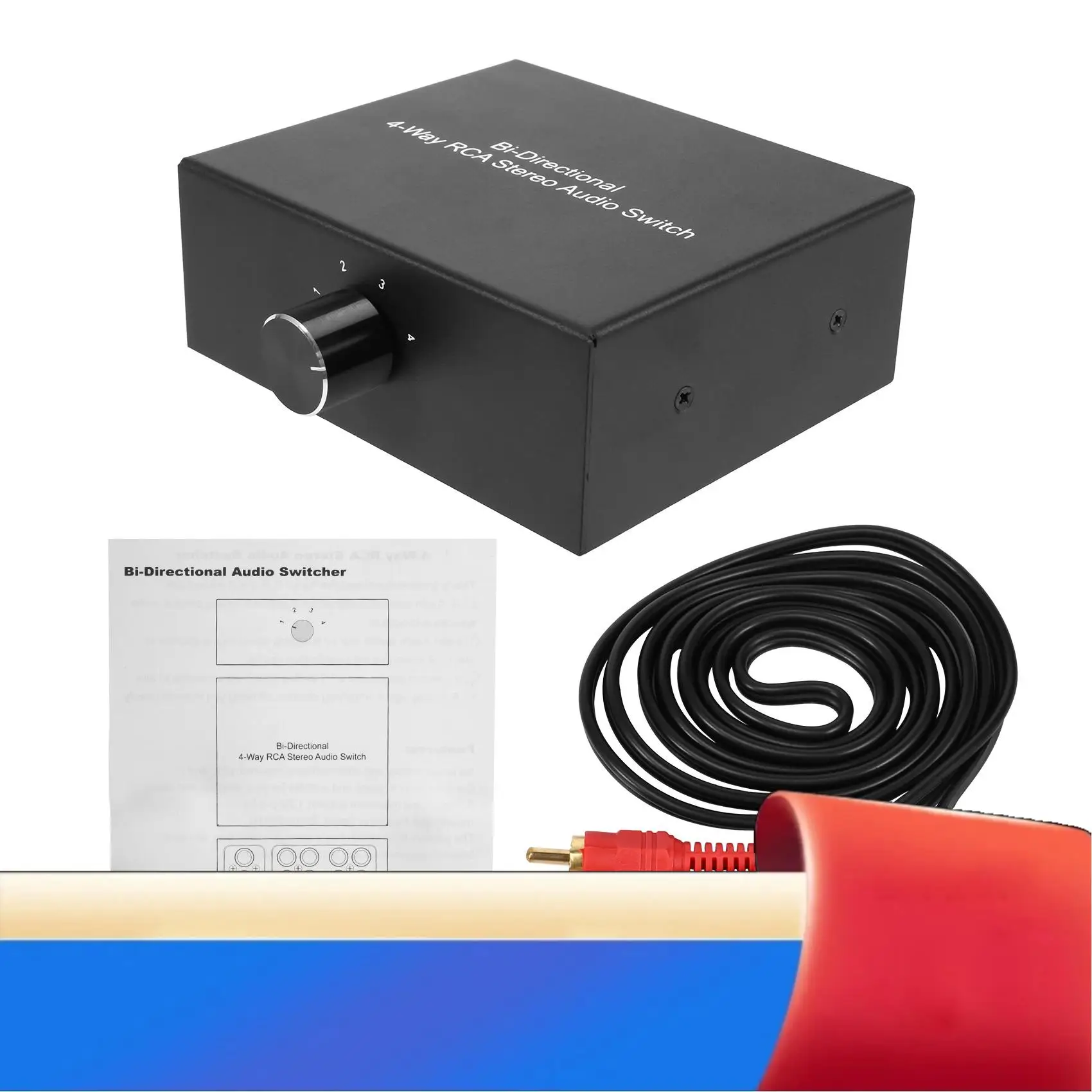

4-Way Stereo L/R Sound Channel Bi-Directional Audio Switcher, 1 In 4 Out /4 In 1 Out, Audio Switch Splitter For Speaker-X62A