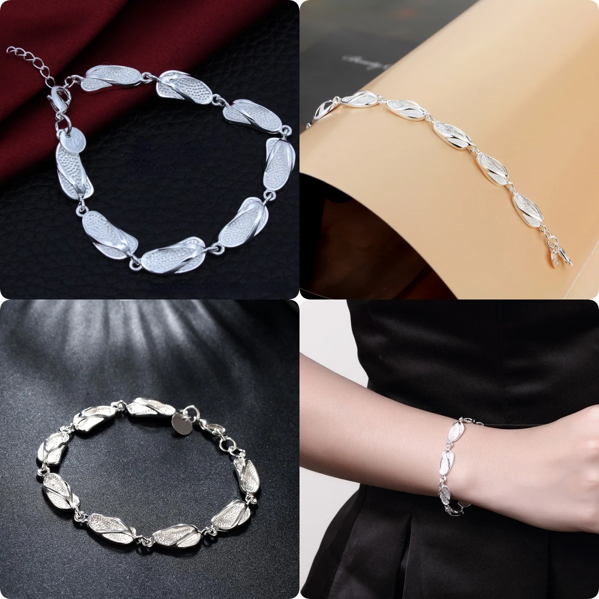 925 sterling silver charm Cute slippers Bracelets for women luxury Fashion Party Wedding Accessories Jewelry Christmas Gifts