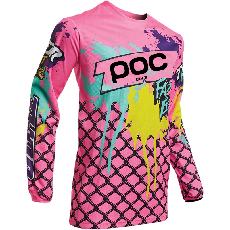 2024 New Long sleeved CULB POC Colorful Fashion Off road Motorcycle Mountain Speed Reduction Customizable Short sleeved T-shirt