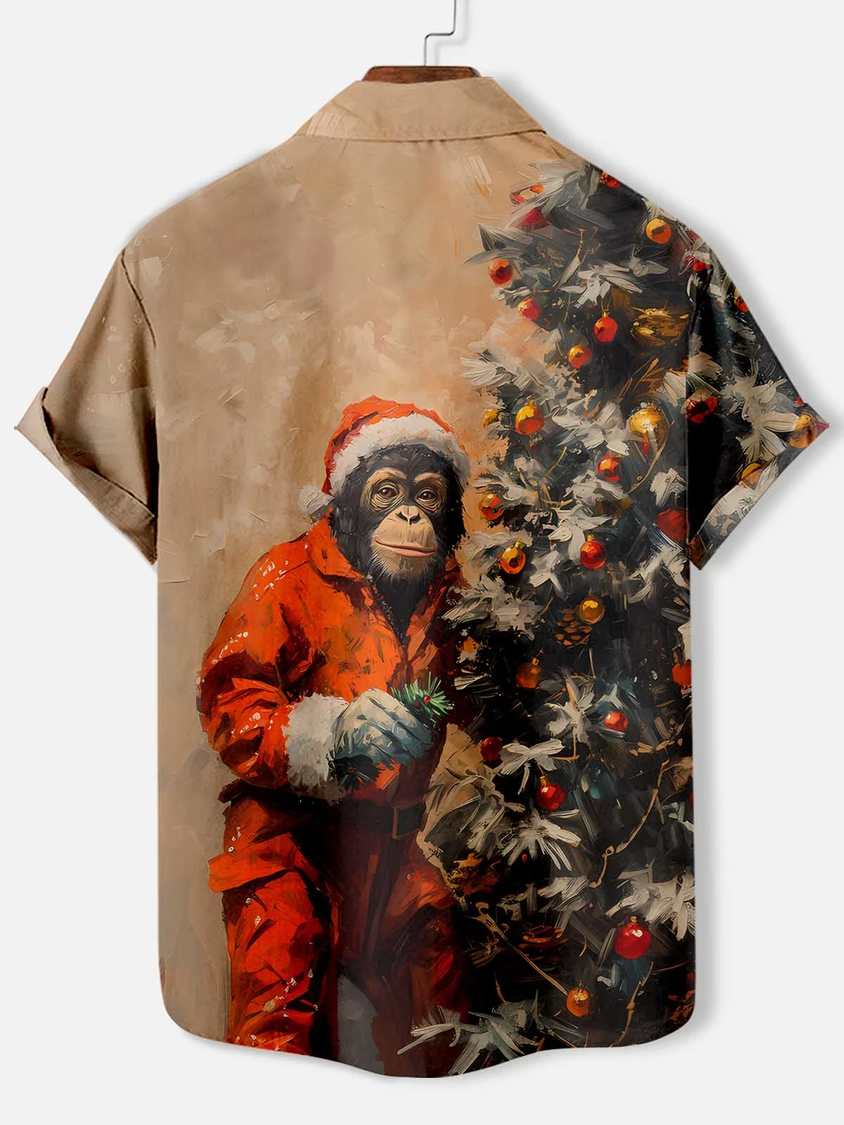 Funny Christmas 3D Printed Shirts Casual Hawaiian Beach Shirt Oversized Summer Male Short Sleeve Monkey Animal Pattern Clothes