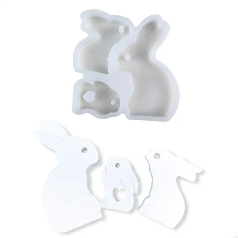 3 Rabbit Family Figurine Shaped Ornament Mold Flexible Silicone Mold Home Decoration Mould Practical Jewelry Making Tool