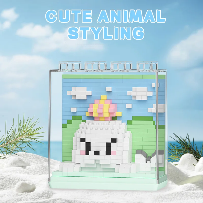 Cartoon Doll Ocean Creatures Series Puzzle Assembly Microparticle Building Blocks Male and Female Birthday Gifts