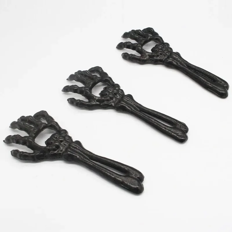 Dobeli 7.2'' Cast Iron Skeleton Hand Bottle Opener Ghost Festival Metal Metacarpal Bone Finger Beverage Beer Cover Opening Tool