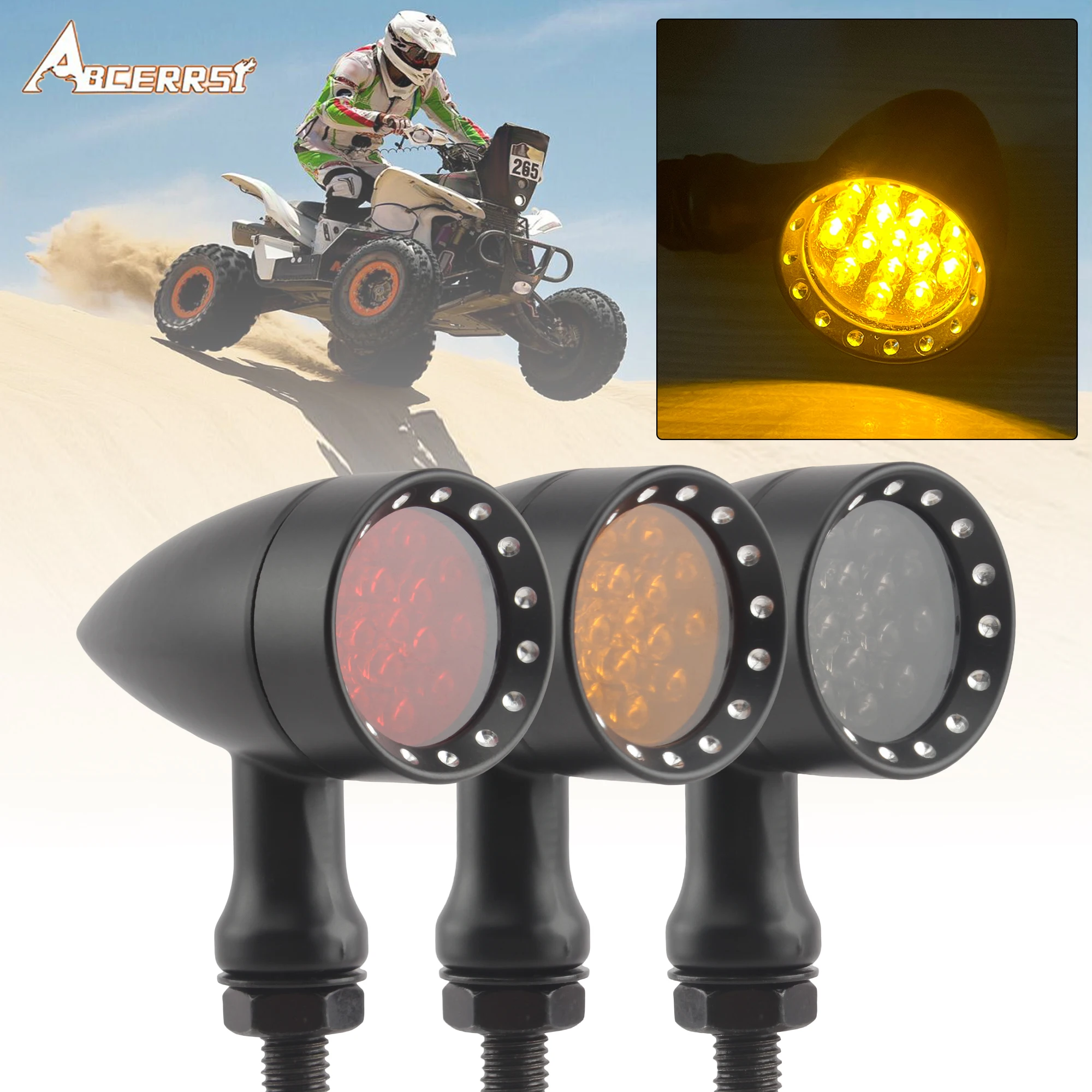 

Pair Motorcycle LED Bullet Brake Blinker Turn Signal Tail Light 15 LED 12V 2PCS For Honda Suzuki Cafe Racer Kawasaki Accessories