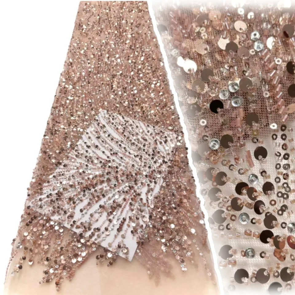 

Высококачественная кружевная вышивка с блестками и бусинами, новейшая африканская кружевная ткань с блестками для женщин, свадебное платье TP1671