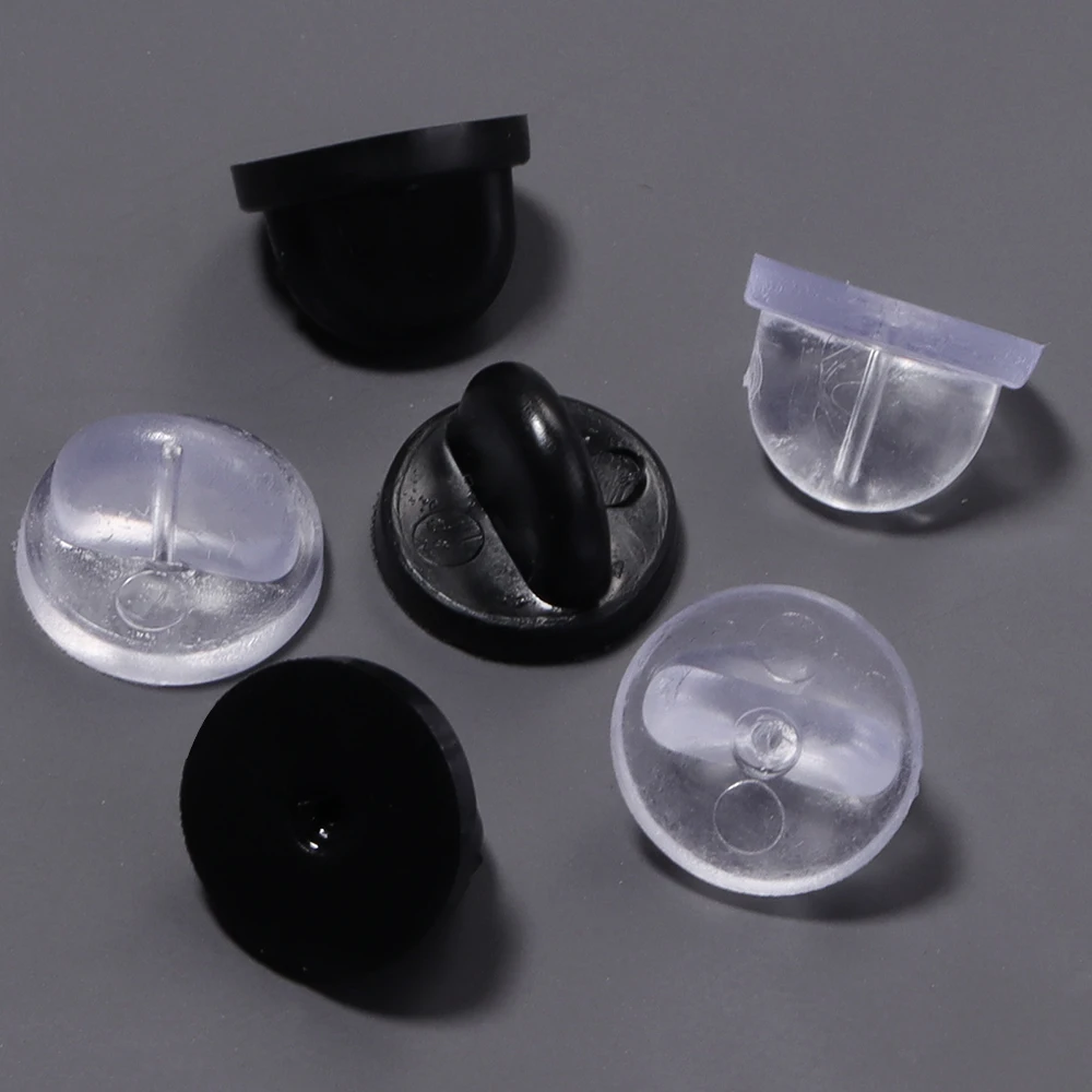 100pcs Black PVC Rubber Pin Backs Butterfly Clutch Tie Tack Lapel Holder Clasp Pin Cap Keepers for Uniform Badges Replacements - view 3
