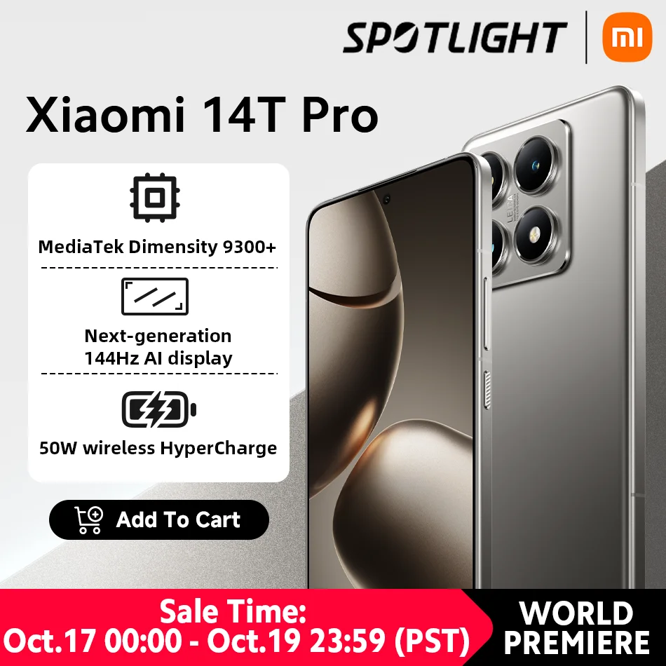 [World Premiere] Xiaomi Mi 14T Pro 5G Global Version MTK Dimensity 9300+ 50MP Leica Camera Smartphone 5000mAh 120W HyperCharge