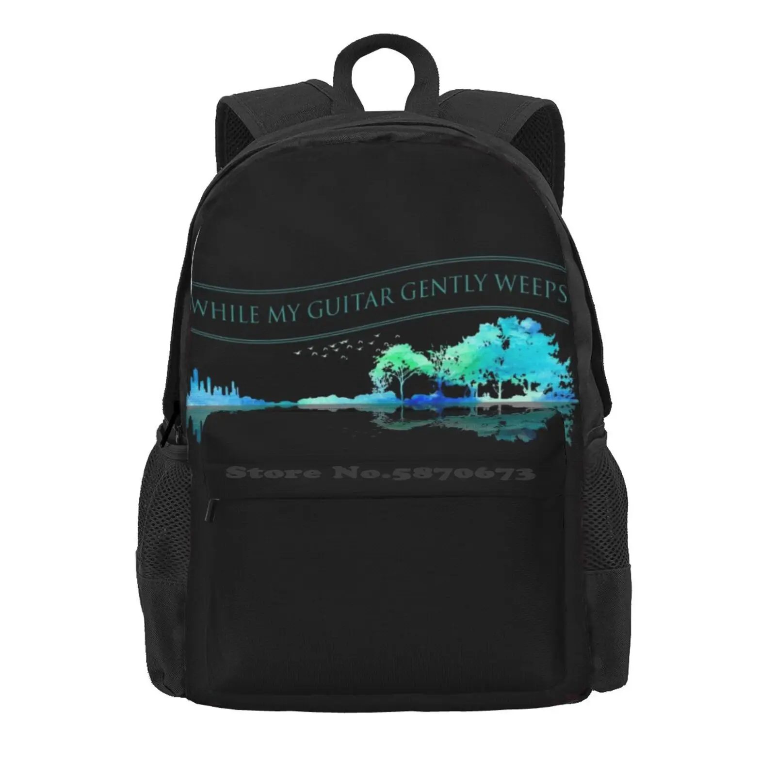 While My Guitar Gently Weeps - Guitar Artwork Nature Hot Sale Schoolbag Backpack Fashion Bags While My Guitar Gently Weeps